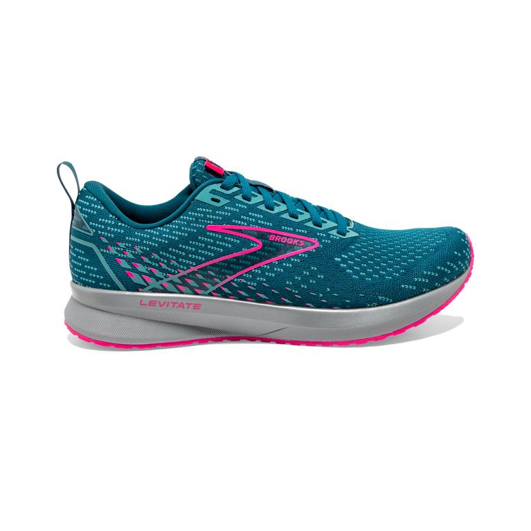 Brooks Levitate 5 Road Running Shoes - Women's - Blue/Porcelain/Pink (53042-ZKIF)